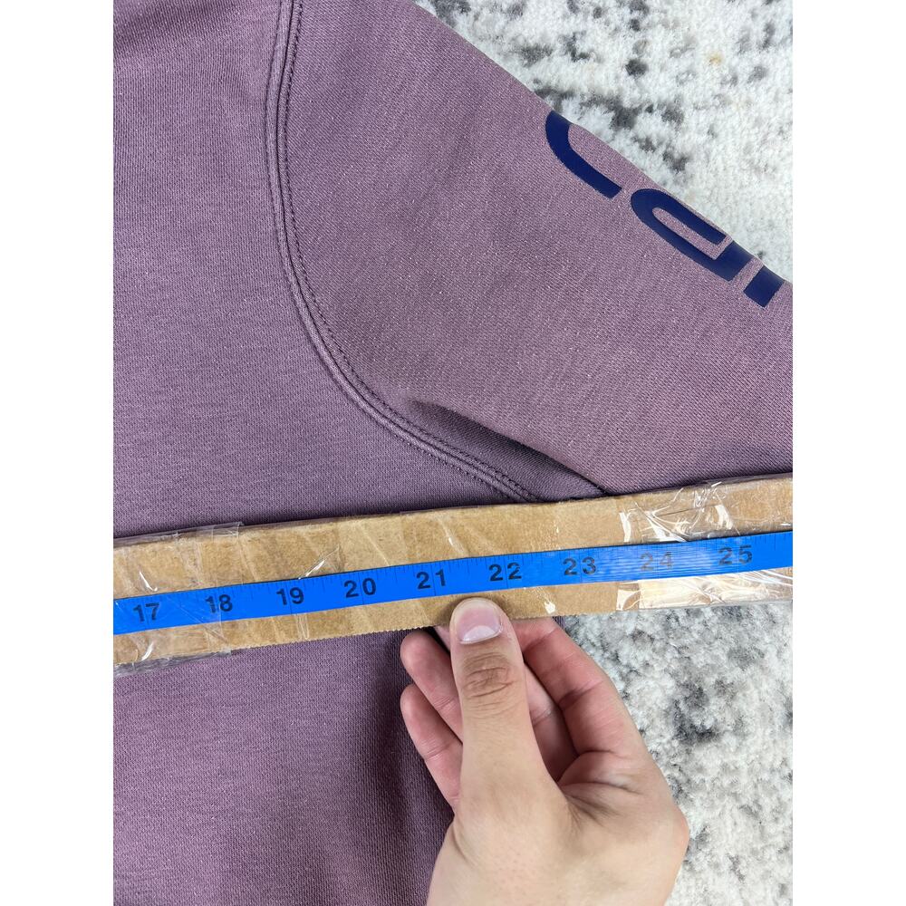 Carhartt Hoodie Mens L Purple Logo Sleeve Iconic Clarksburg Minimalist Workwear - Picture 3 of 4